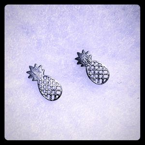 .925 Sterling Silver Pineapple 🍍 Stud Earrings